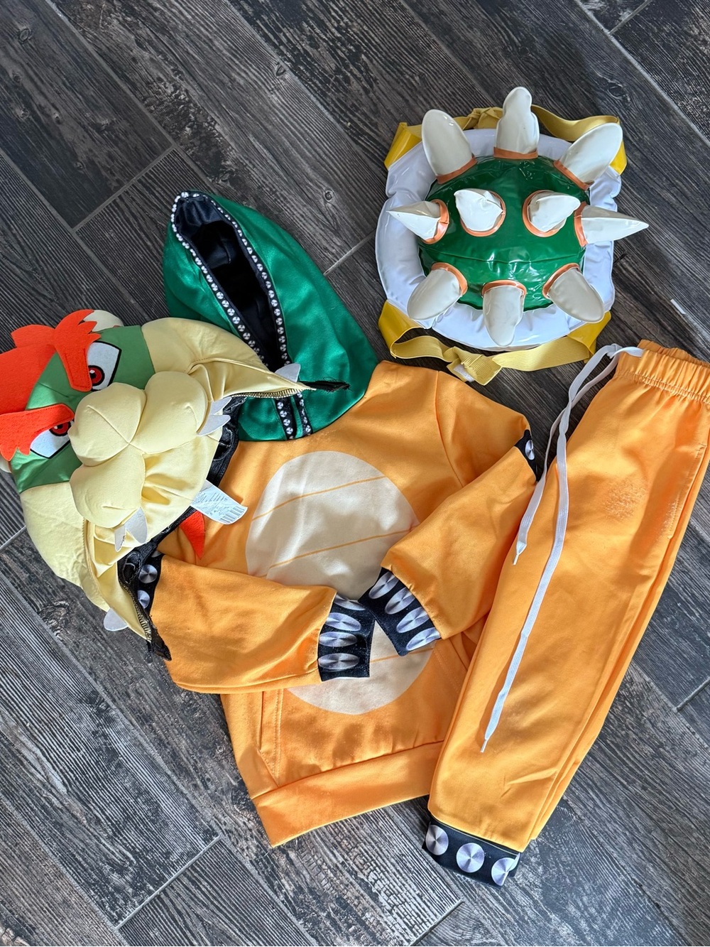 Kids Orange Bowser-Inspired Costume Set with Shell Backpack 5t